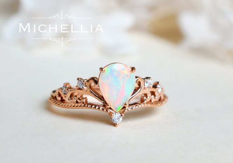 Art Deco Opal Engagement Ring