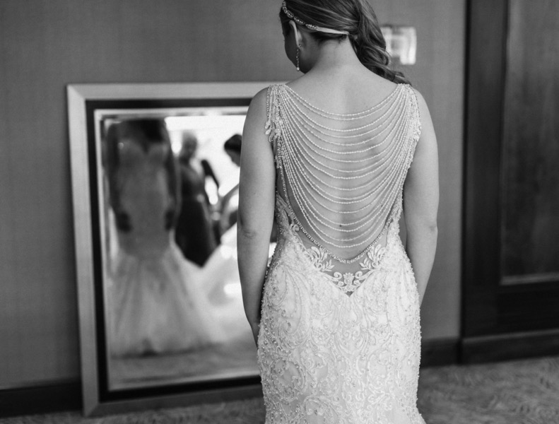 Art Deco Pearl Back Wedding Gown
