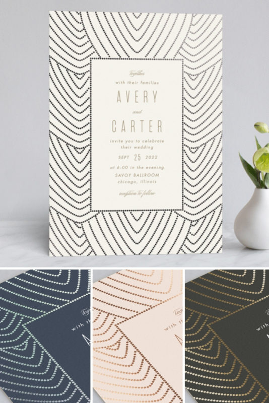 Art Deco Pearls Wedding Invitation