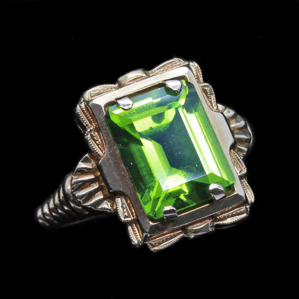 Art Deco Peridot Cocktail Ring