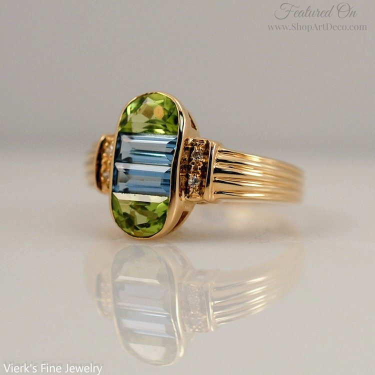 Art Deco Peridot Topaz Ring