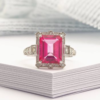 Art Deco Pink Topaz Cocktail Ring
