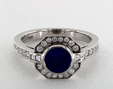 Art Deco Round Cut Sapphire Ring