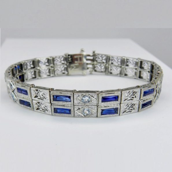 Antique art deco sapphire and aquamarine bracelet