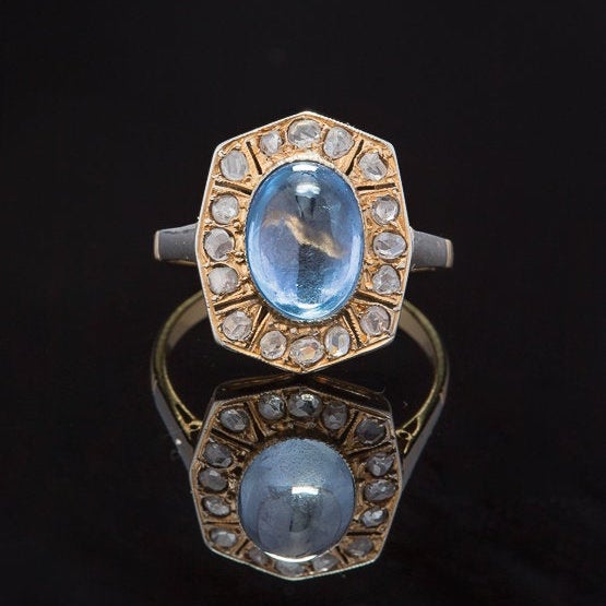 Art Deco Sapphire + Gold Ring