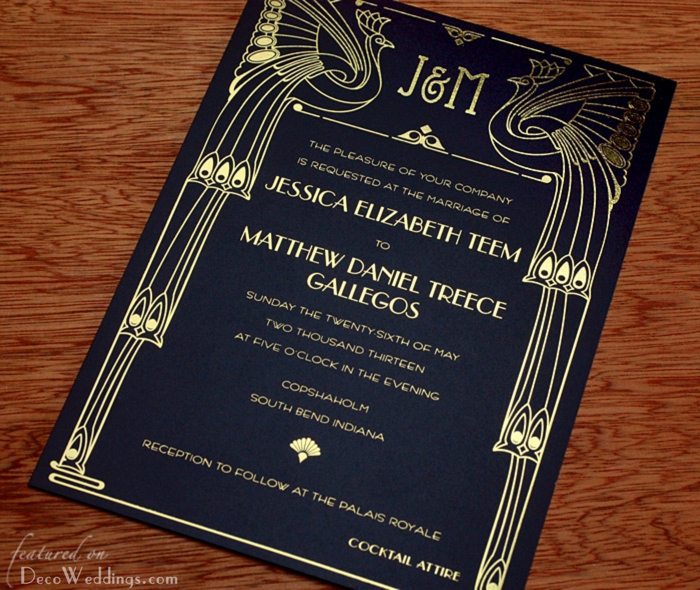 Art Deco Wedding Invitation || Gold + Black