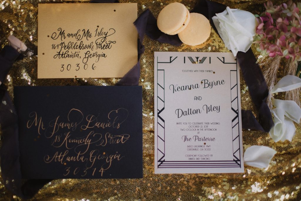 Art Deco Wedding Invitations | Navy + Gold