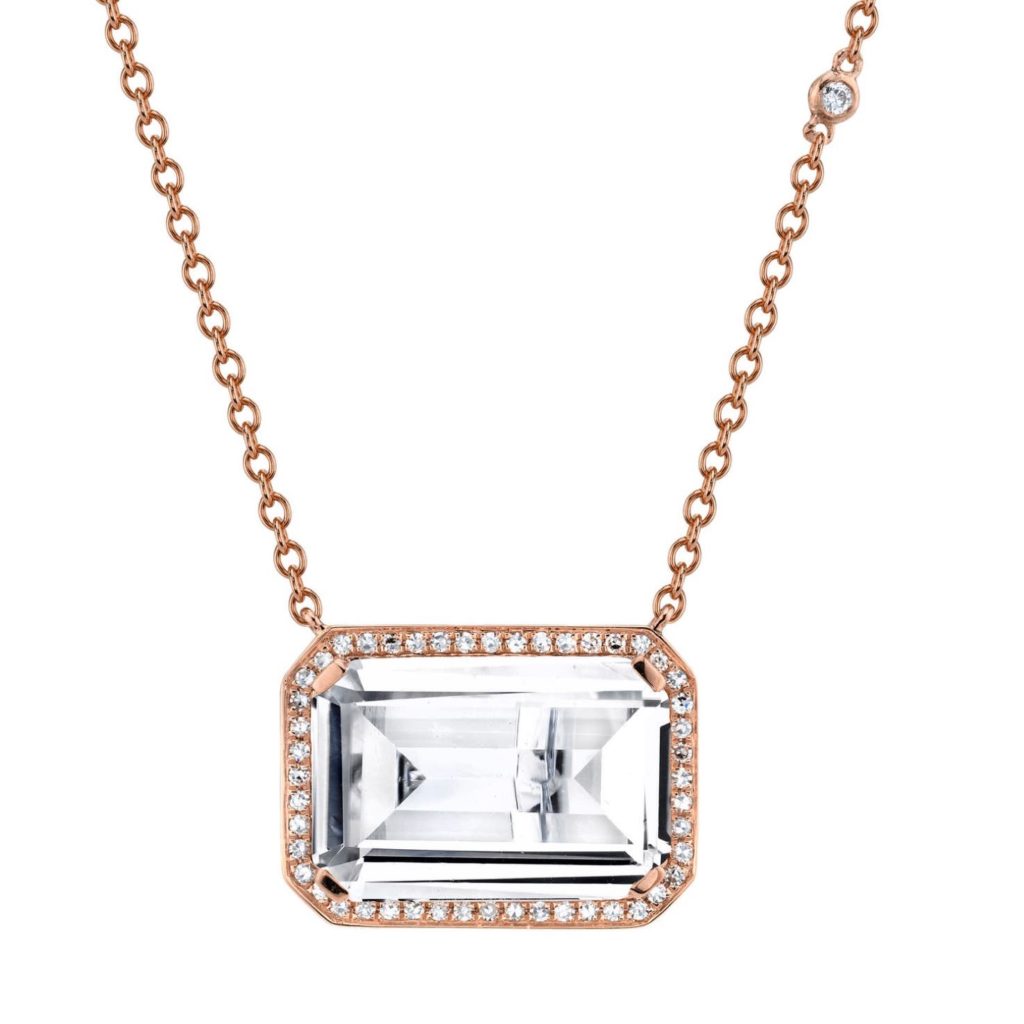 Art Deco White Topaz Pendant Necklace