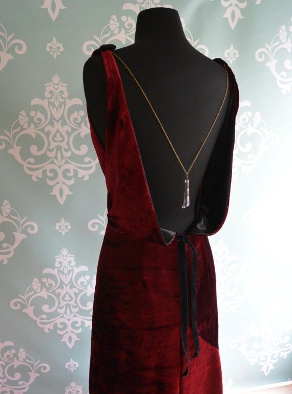 Backless 1930s Red Velvet Gown