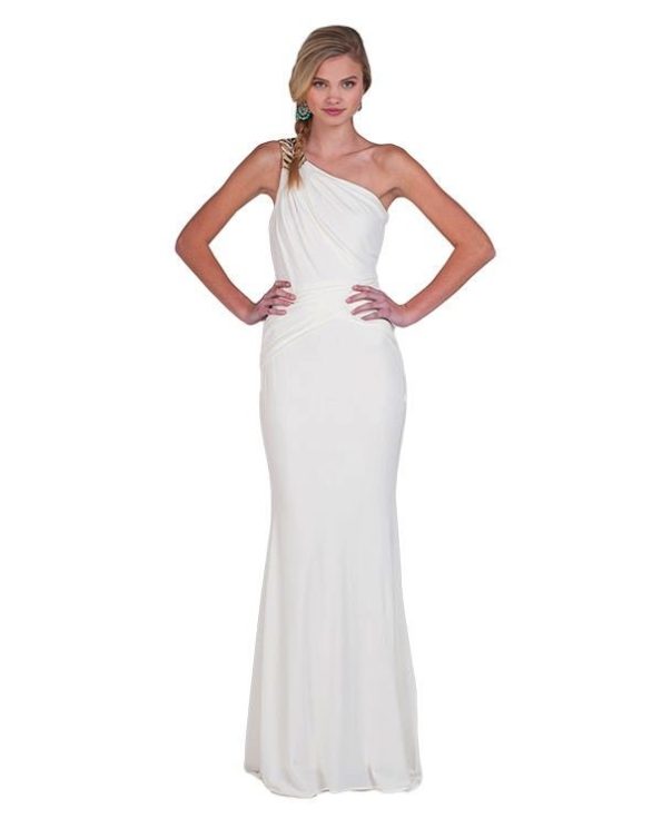 Badgley Mischka Art Deco One Shoulder Gown