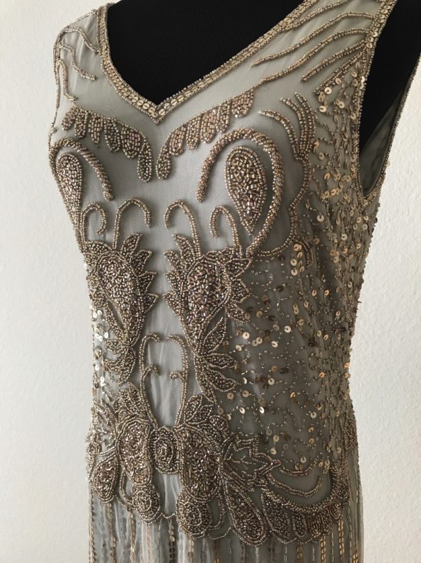 Beaded 1920s Flapper Dress Grey