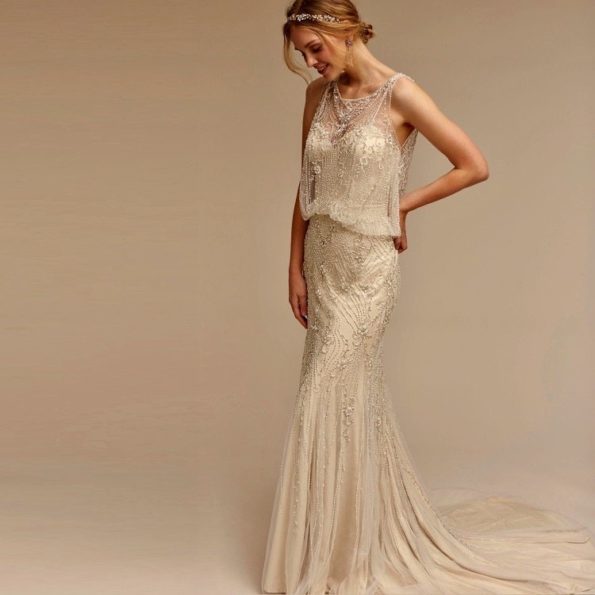 Beaded Blouson Art Deco Wedding Gown