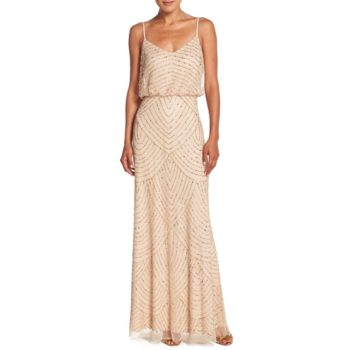 Beaded Champagne and Gold Art Deco Gown