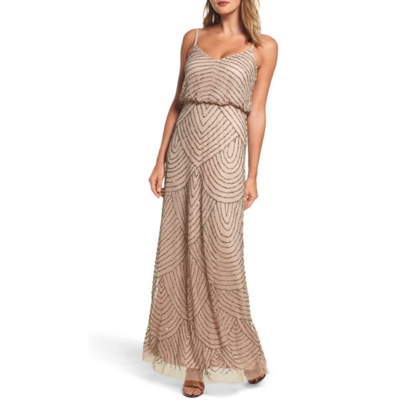 Beaded Taupe Art Deco Gown
