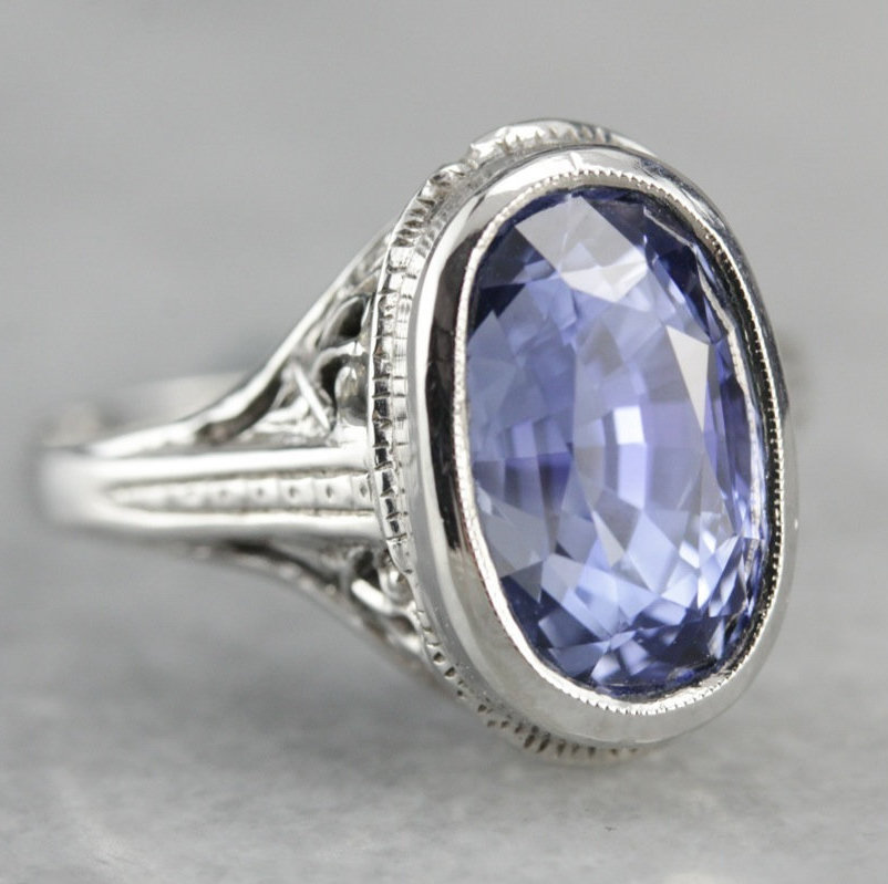 Bezel Set Oval Sapphire Ring