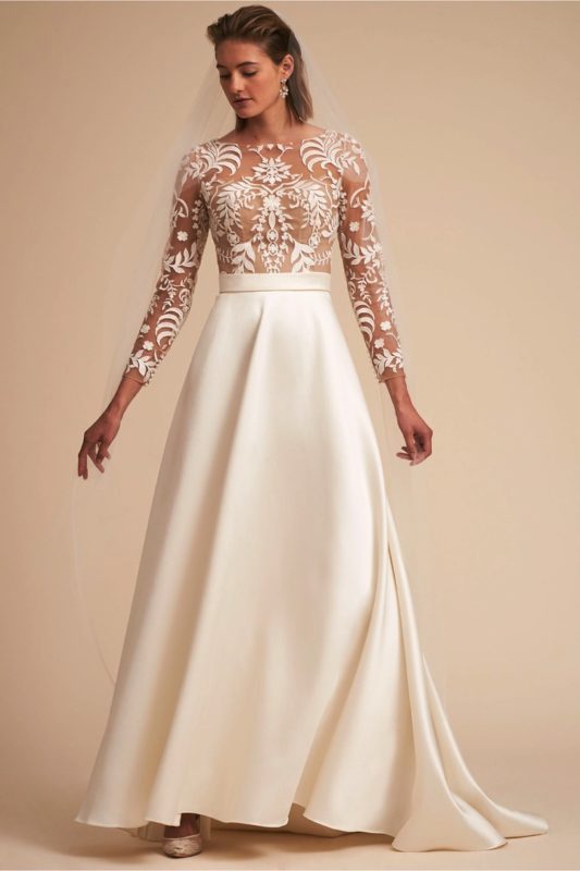 Long sleeve lace vintage style wedding gown | Serena