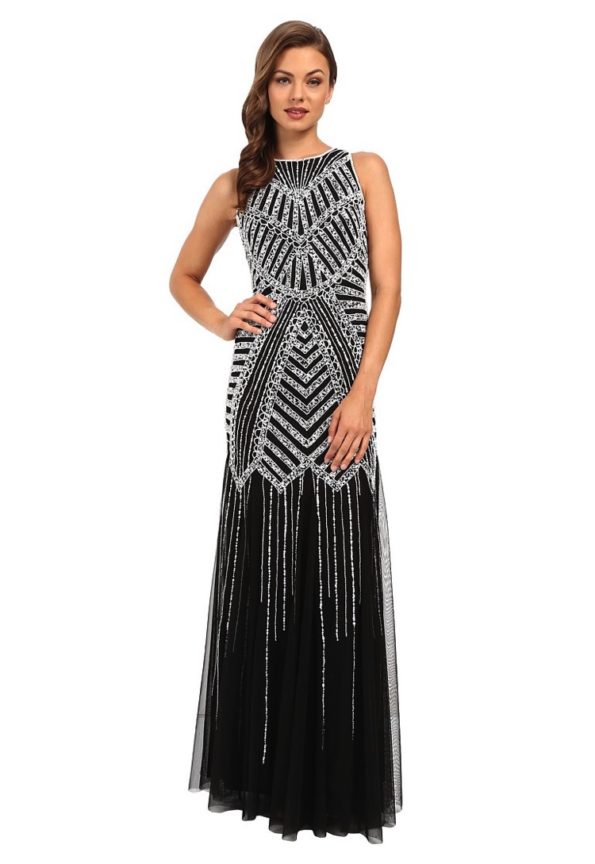 Black + White Art Deco Evening Gown