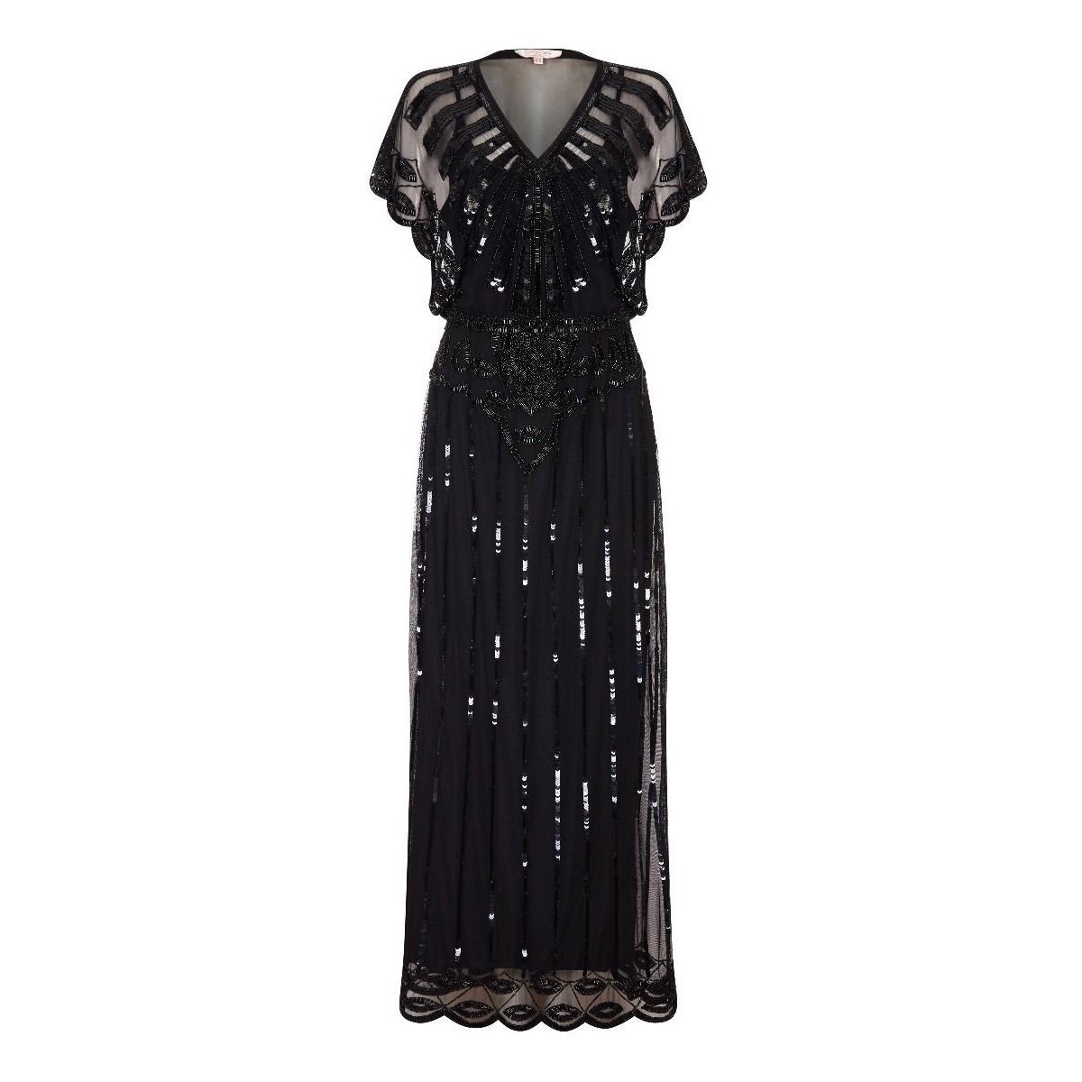 Black Beaded Long 1920s Flapper Dress ...