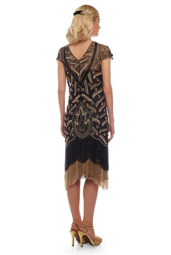 Black and Gold Fringe Flapper Dress Vegas