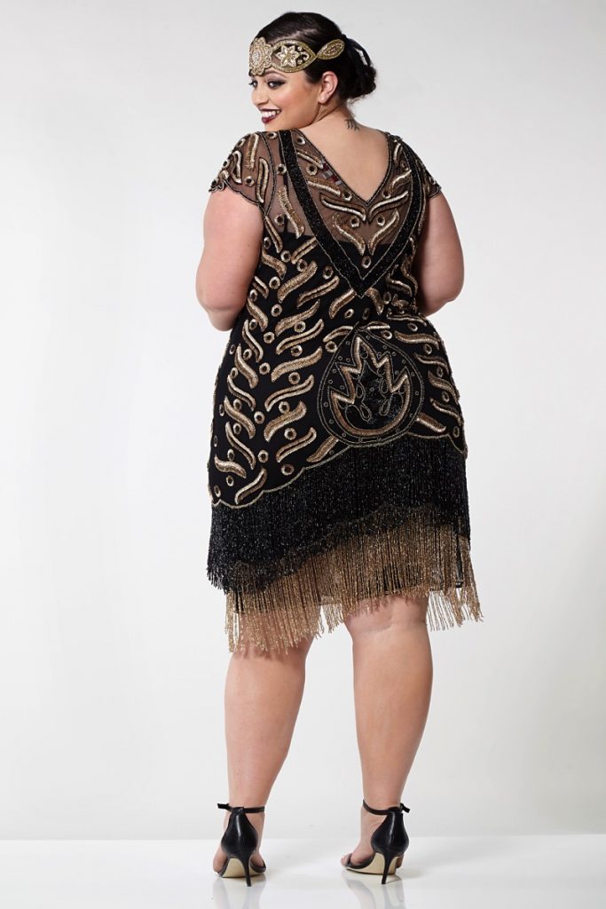 Black + Gold Fringed Flapper Dress Vegas Deco Shop