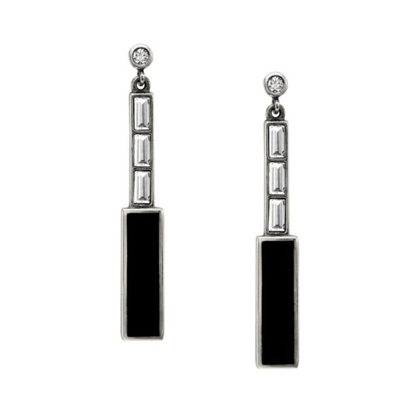 Black and Silver Art Deco Earrings