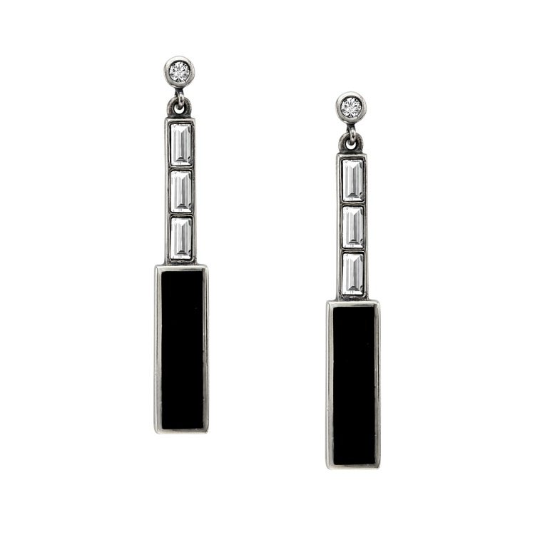 modern earrings laser-cut earrings silver art deco earrings black art deco earrings silver and black earrings striped earrings