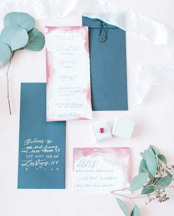 Blue and Pink Watercolor Invitations