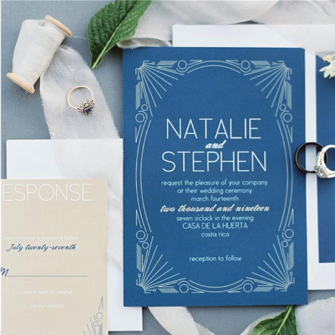 Blue and Silver Art Deco Invitation