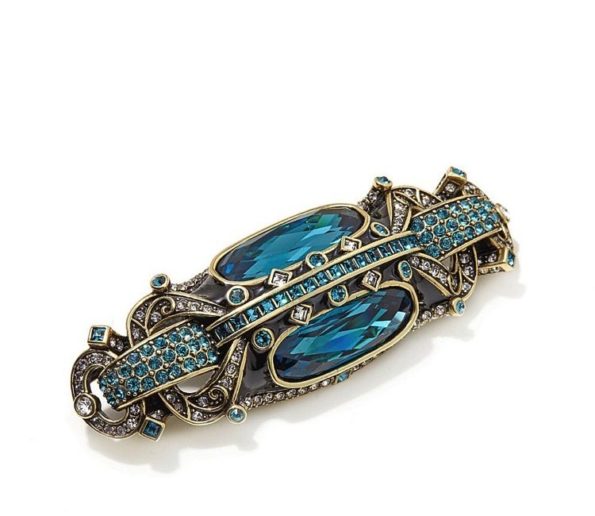 Blue Crystal Art Deco Brooch