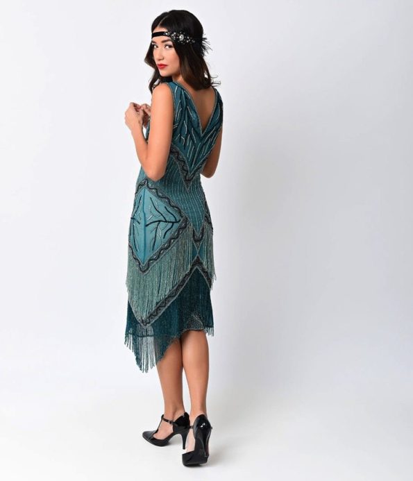 Blue Fringed Flapper Dress