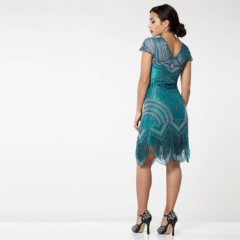 Beaded Blue Green 1920s Flapper Dress