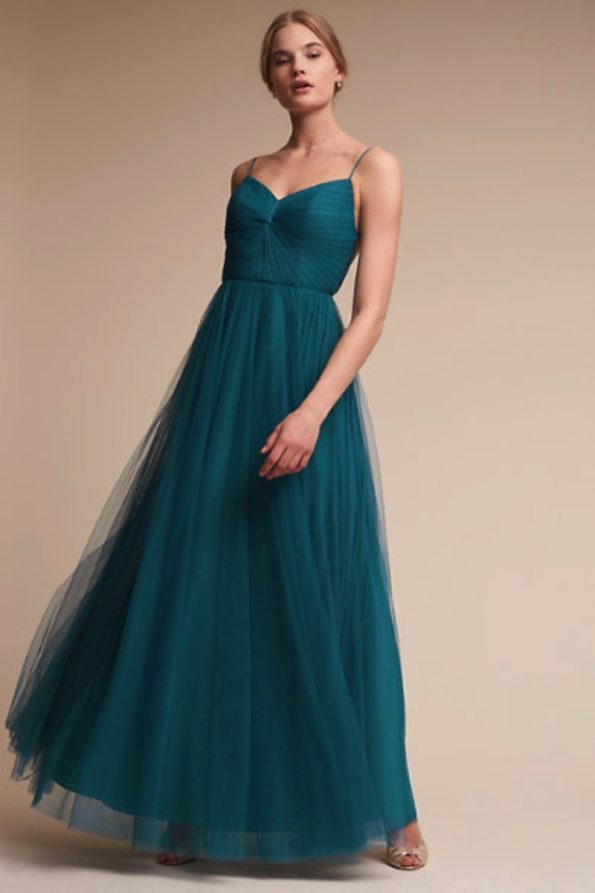 Blue Green TEal Vintage 1930s Bridesmaid Dress
