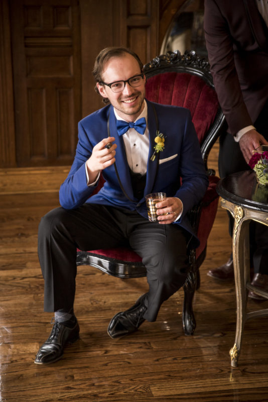 Blue Groom Suit | Mid Century Wedding