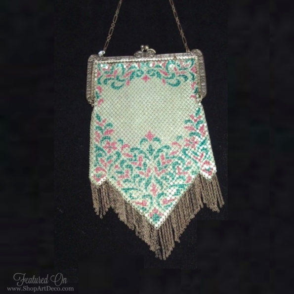 Blue, Ivory and Pink 1920s Purse | Mandalian Bag