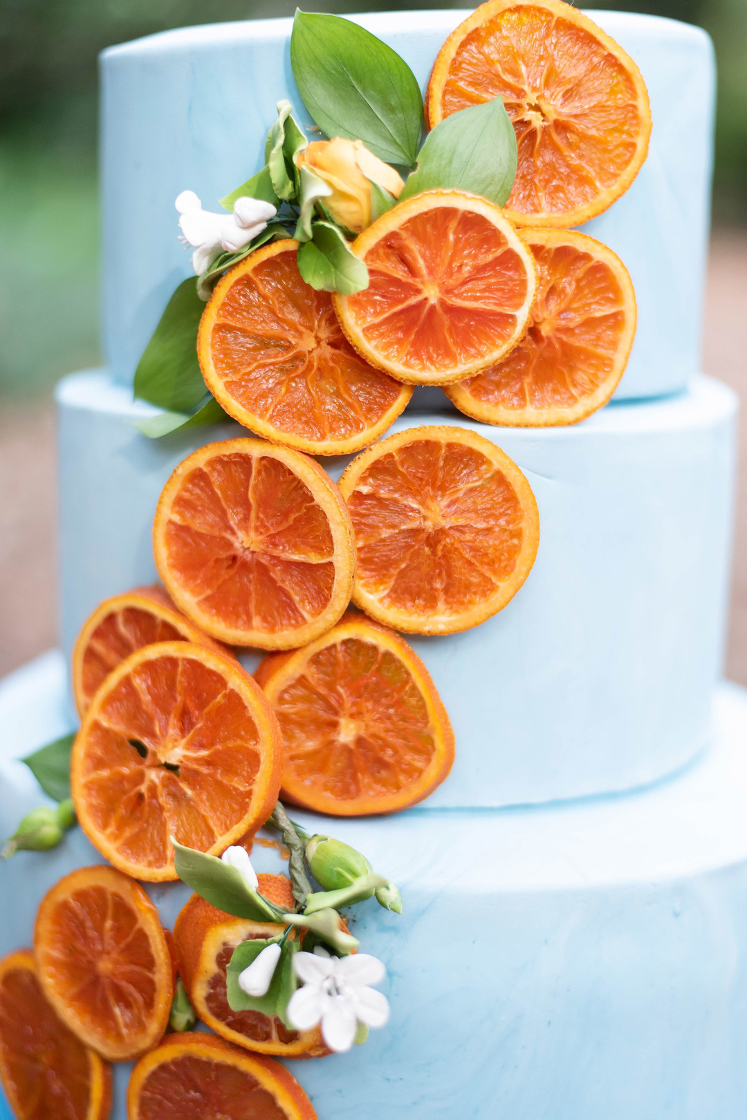 Blue + Orange Wedding Cake | Citrus Grove Wedding