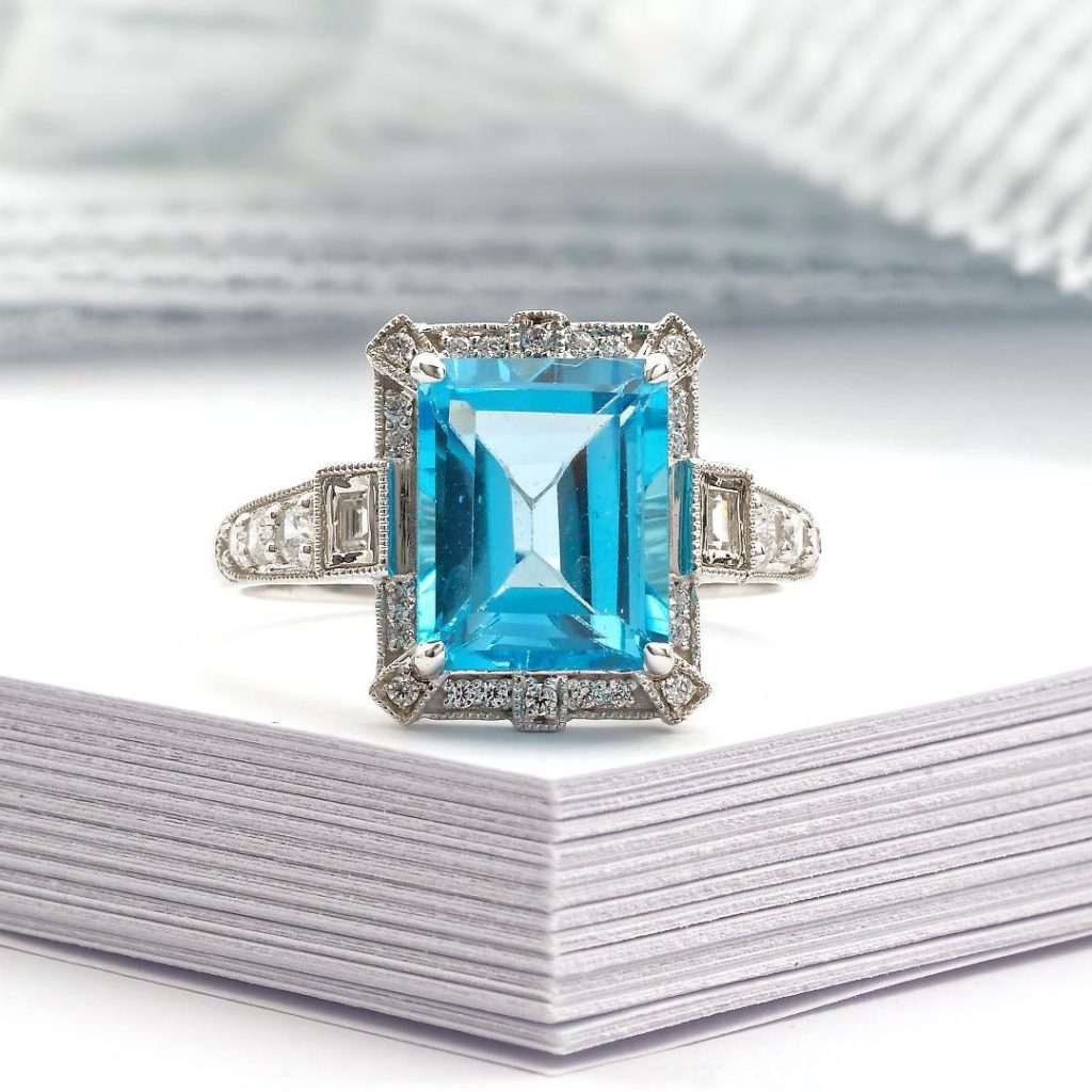 Topaz Classic Rings Blue Topaz Art Deco Ring | Vintage Inspired Blue Topaz Ring | Deco Shop