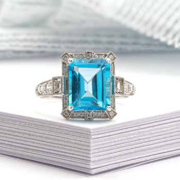 Blue Topaz Art Deco Ring