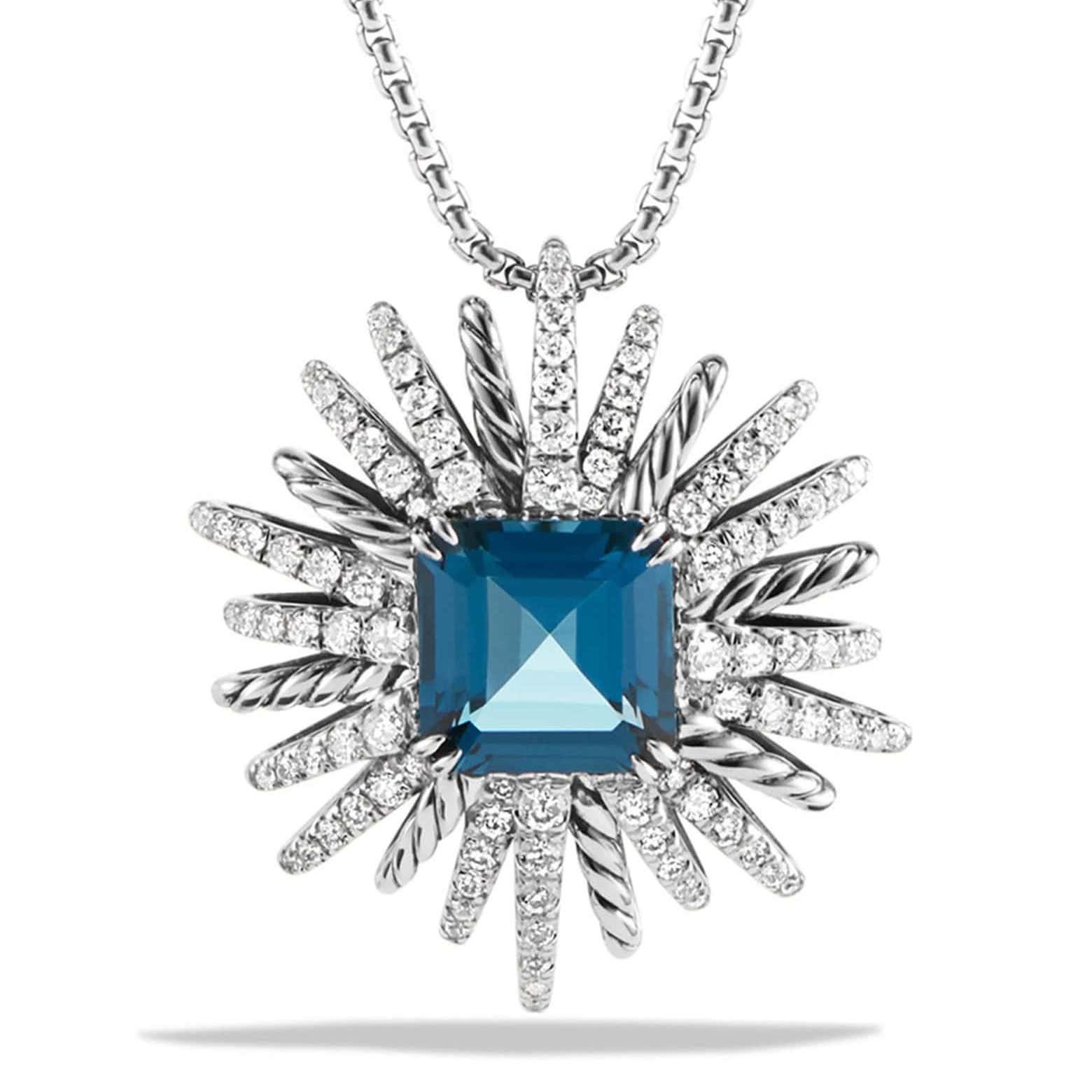 Blue Topaz Art Deco Starburst Necklace