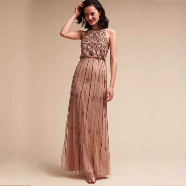 Blush Pink Beaded Vintage Style Gown | Amada