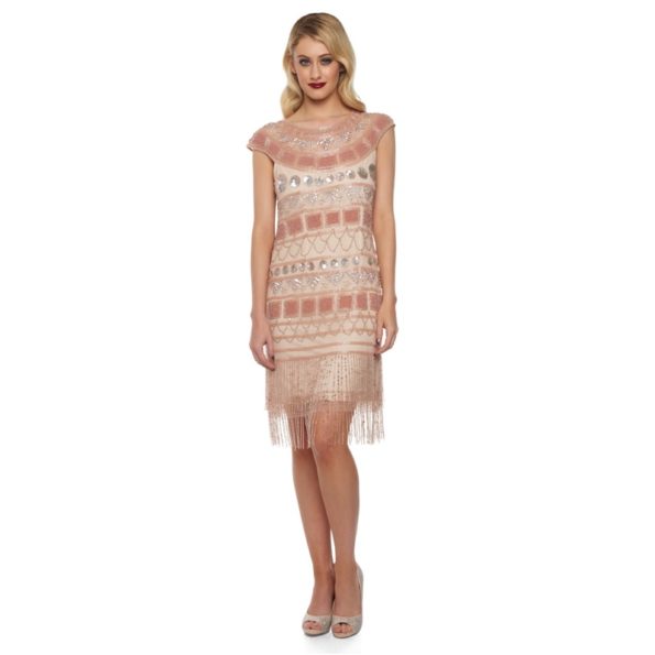 Blush Pink Fringed Flapper Dress