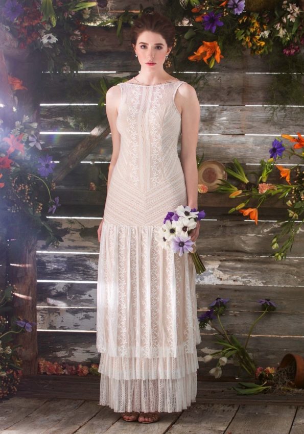 Boho 1920s Drop Waist Wedding Dress