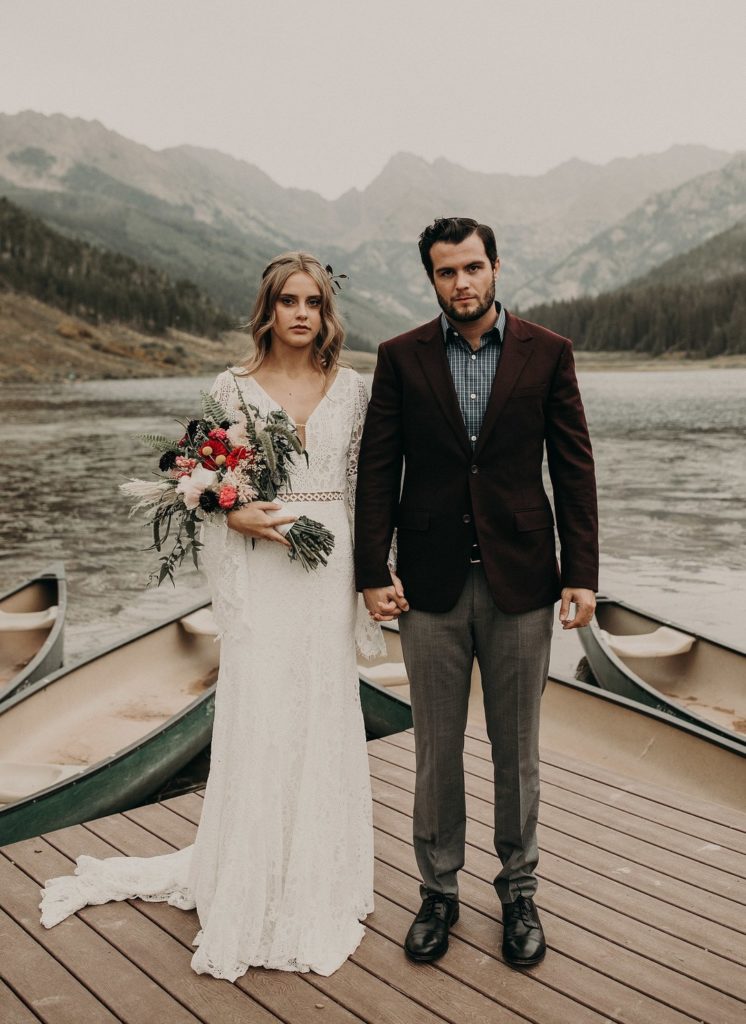 Boho Vintage Mountain Wedding Couple