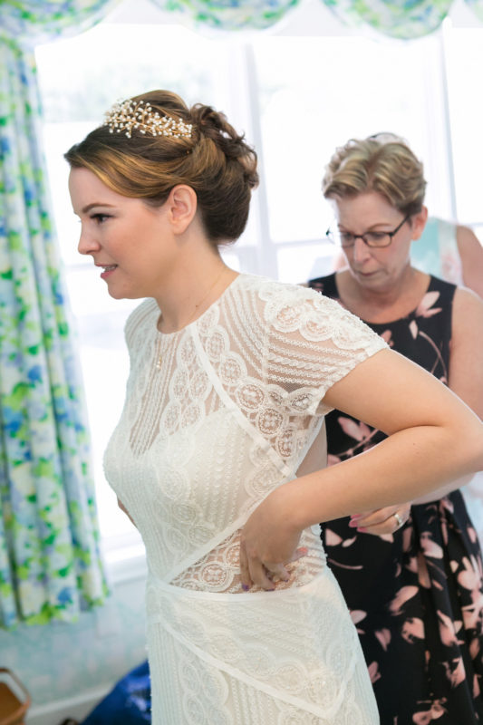 Short Sleeve Bridal Gown | Vintage Mackinac Island Wedding