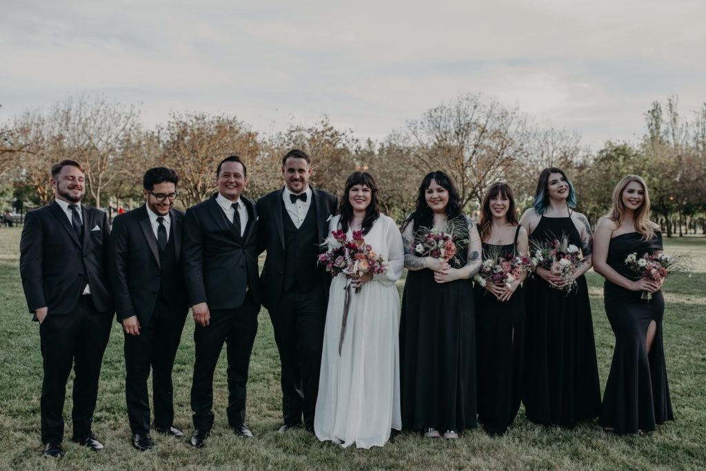 Bridal Party in Black | Vintage Industrial Wedding