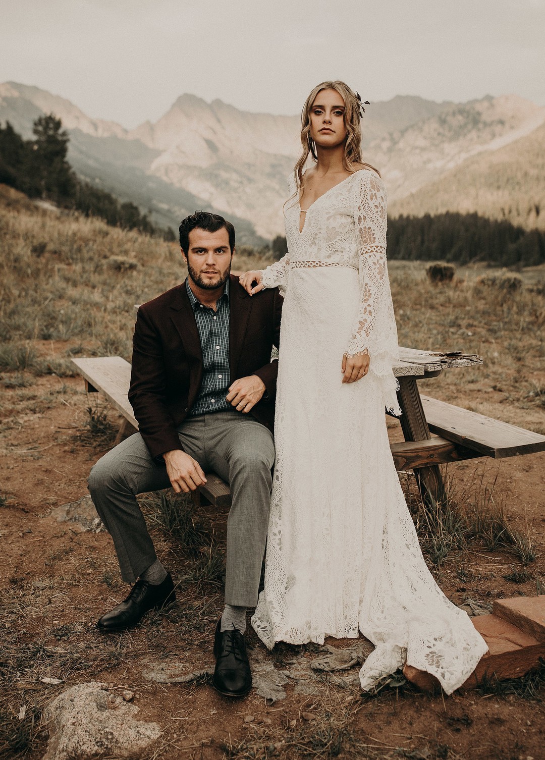 Bride + Groom Vintage Mountain Wedding