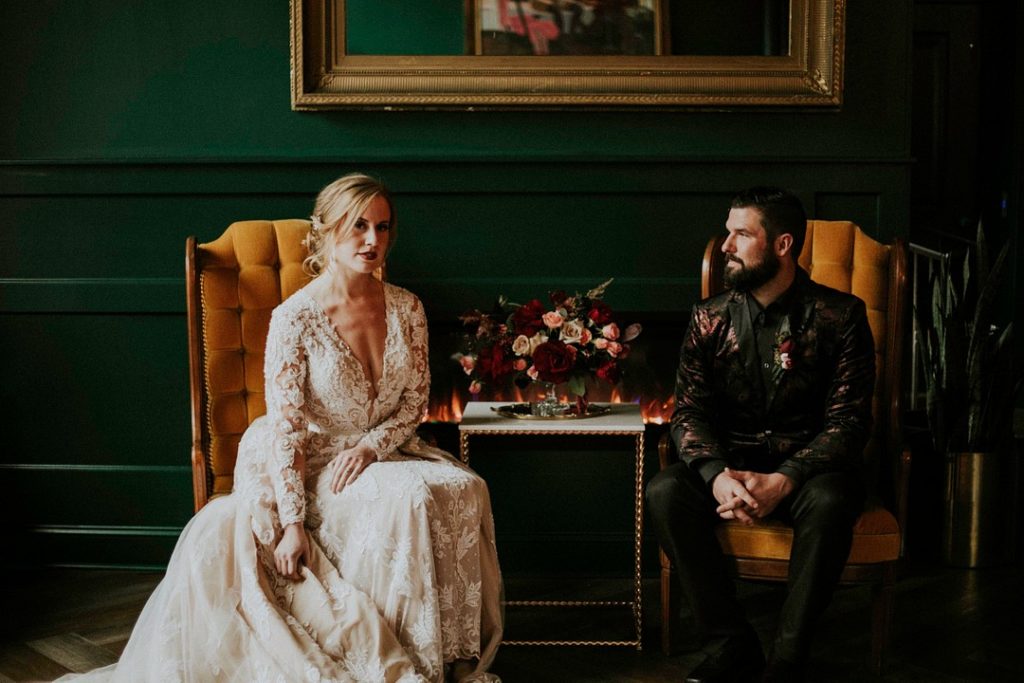 Bride and Groom | Dark Moody Wedding Inspo