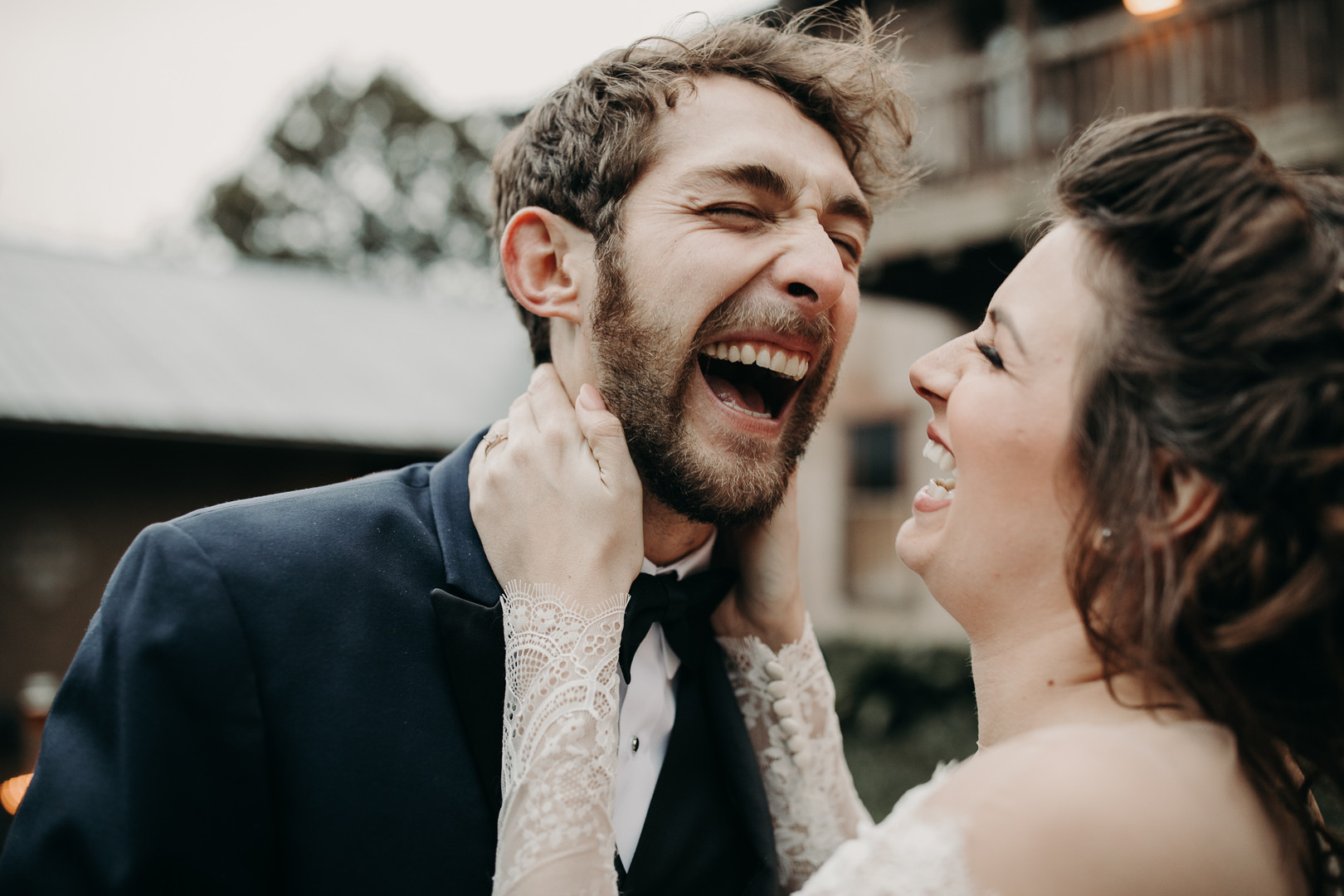 Bride and Groom Laughing | DIY New Years Eve Wedding