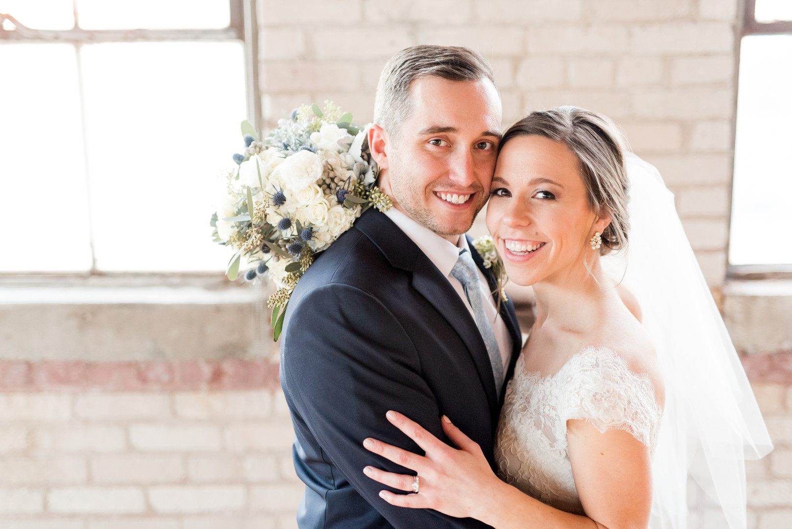 Bride and Groom Light Bright Winter Wedding