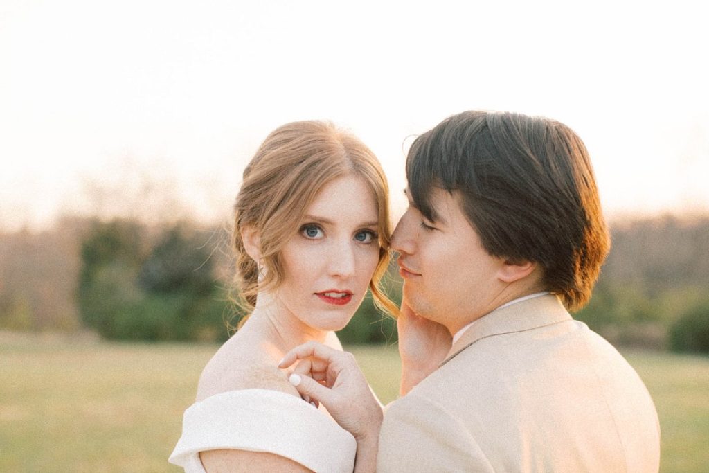 Bride and Groom Outdoor Autumn Wedding