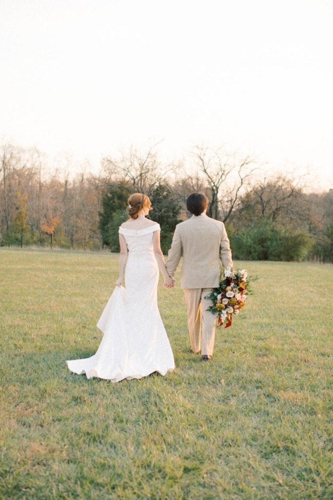 Bride and Groom Outdoor Wedding in a Field